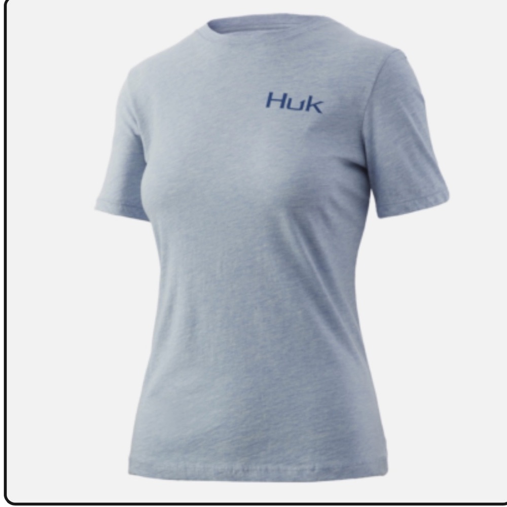 Huk Women’s Floral Splash Crew Ice Blue Heather XL Short Sleeve Shirt